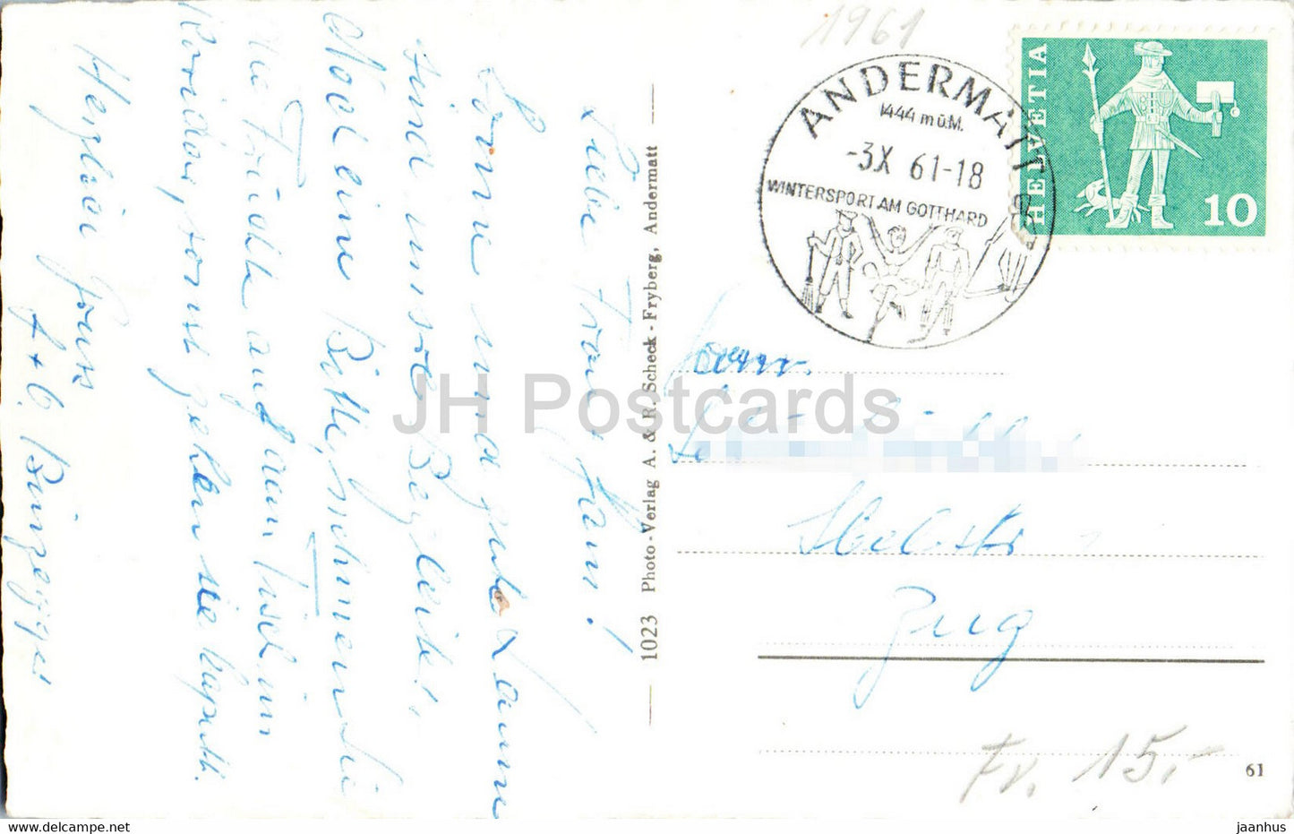 Andermatt mit Furka Oberalp Bahn - train - chemin de fer - 1023 - 1961 - Suisse - utilisé