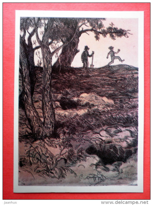illustration by G. Mazurin - Searching - The Adventures of Tom Sawyer by M. Twain - 1976 - Russia USSR - unused - JH Postcards