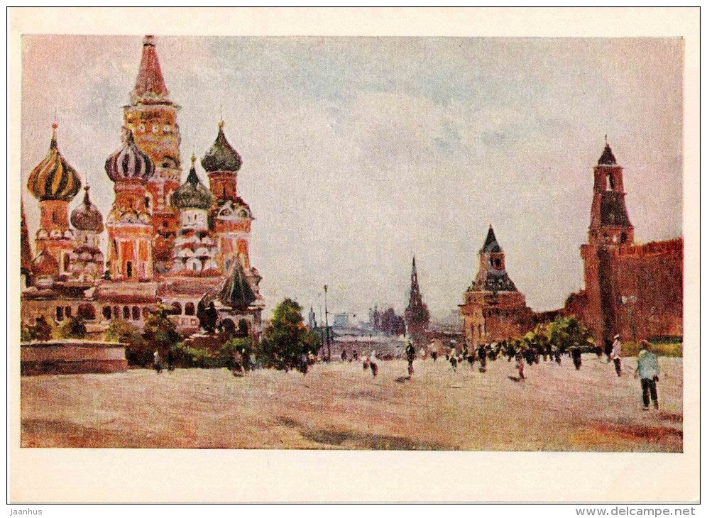 painting by D. Nalbandyan - Red Square . Moscow , 1962 - armenian art - unused - JH Postcards