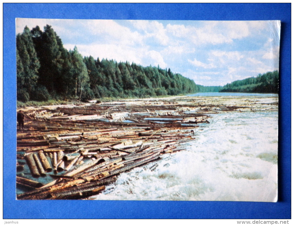 Float on the Suna river - Karelia - Karjala - 1965 - Russia USSR - unused - JH Postcards
