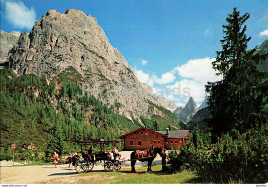 Dolomiti - Talschlusshutte Fischleinboden - Rif Fondo Valle Fiscalina - Elferkofel - horse - 1983 - Italy - used - JH Postcards