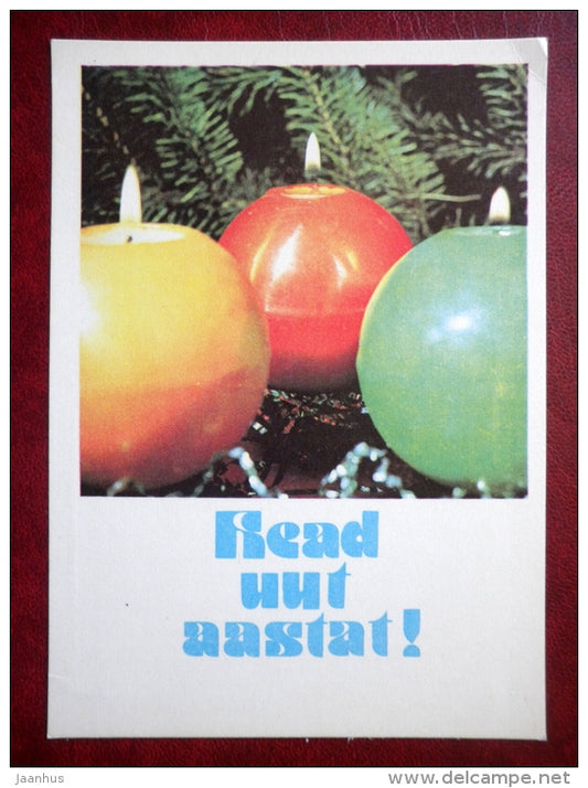 New Year greeting card - candles - 1978 - Estonia USSR - unused - JH Postcards