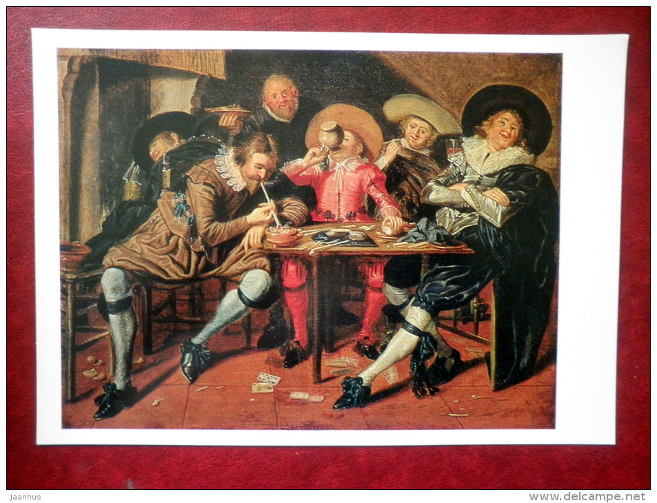 large format postcard - painting by Dirck Hals , Merry Party in a Tavern , 1628 - dutch art - unused - JH Postcards