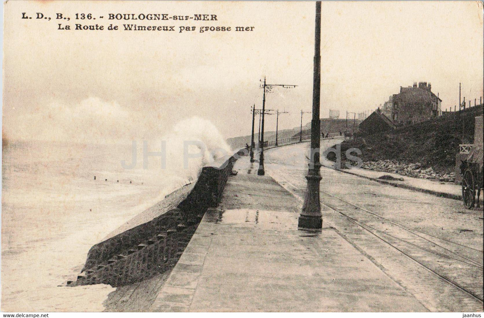 Boulogne sur Mer - La Route de Wimereux par grosse mer - 136 - old postcard - France - unused - JH Postcards