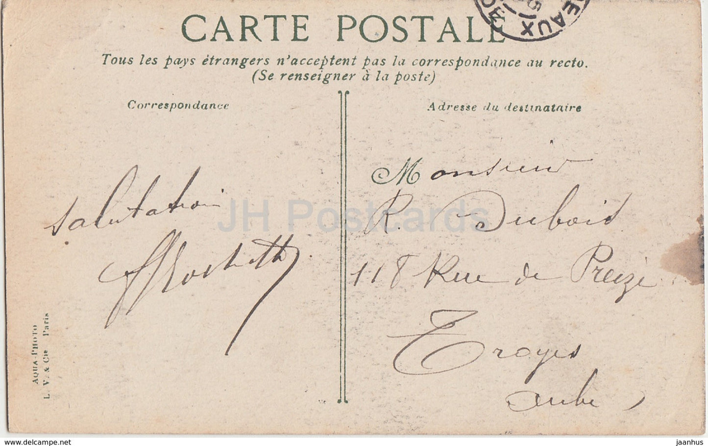 Bordeaux - Monument de Léon Gambetta - 1 - 1907 - carte postale ancienne - France - utilisé