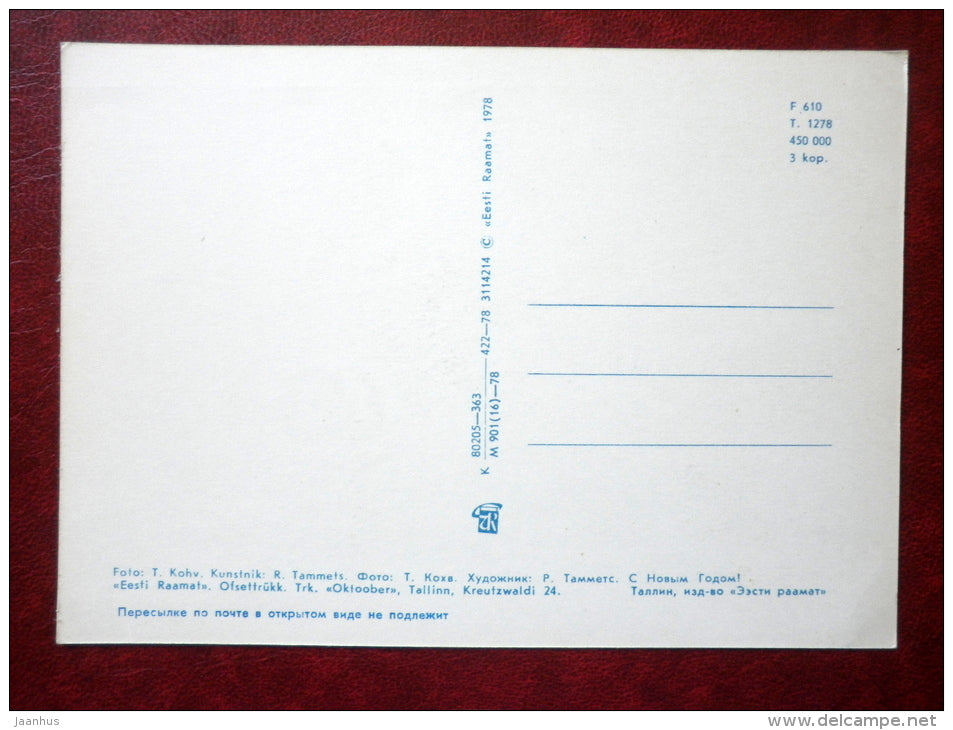 New Year greeting card - candles - 1978 - Estonia USSR - unused - JH Postcards