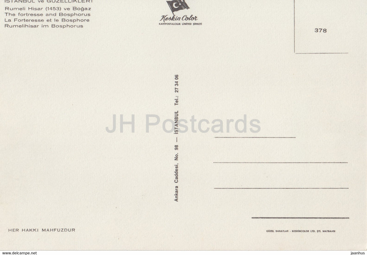 Istanbul - La Forteresse et le Bosphore - Turquie - inutilisé