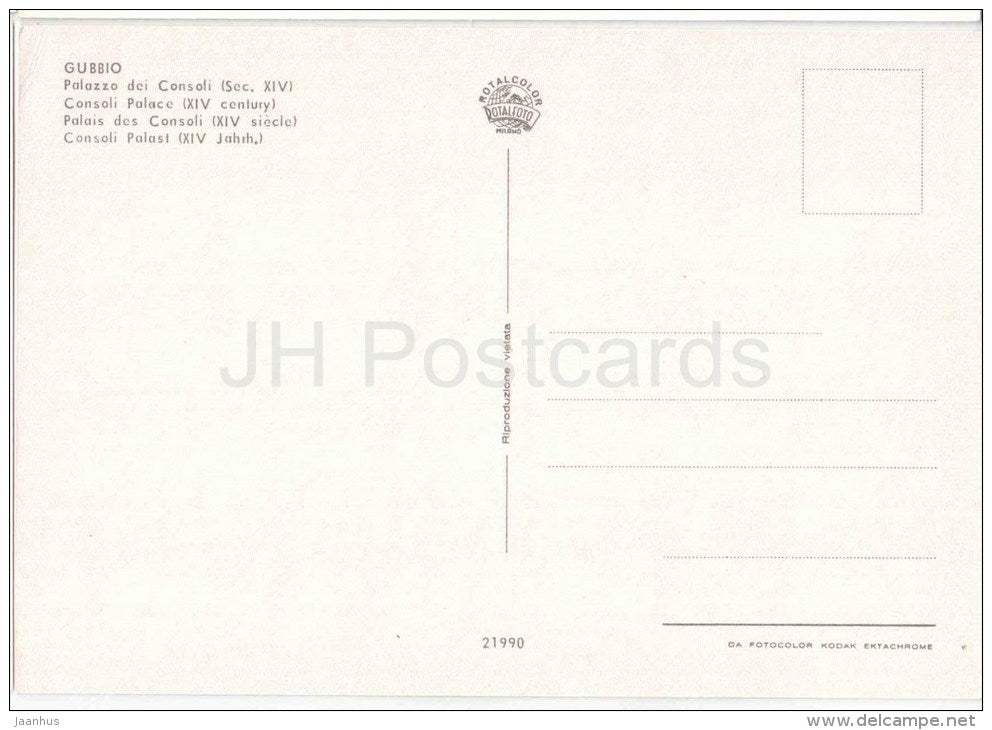 palazzo dei Consoli - Consuls` Palace - Gubbio - Perugia - Umbria - 21990 - Italia - Italy - unused - JH Postcards