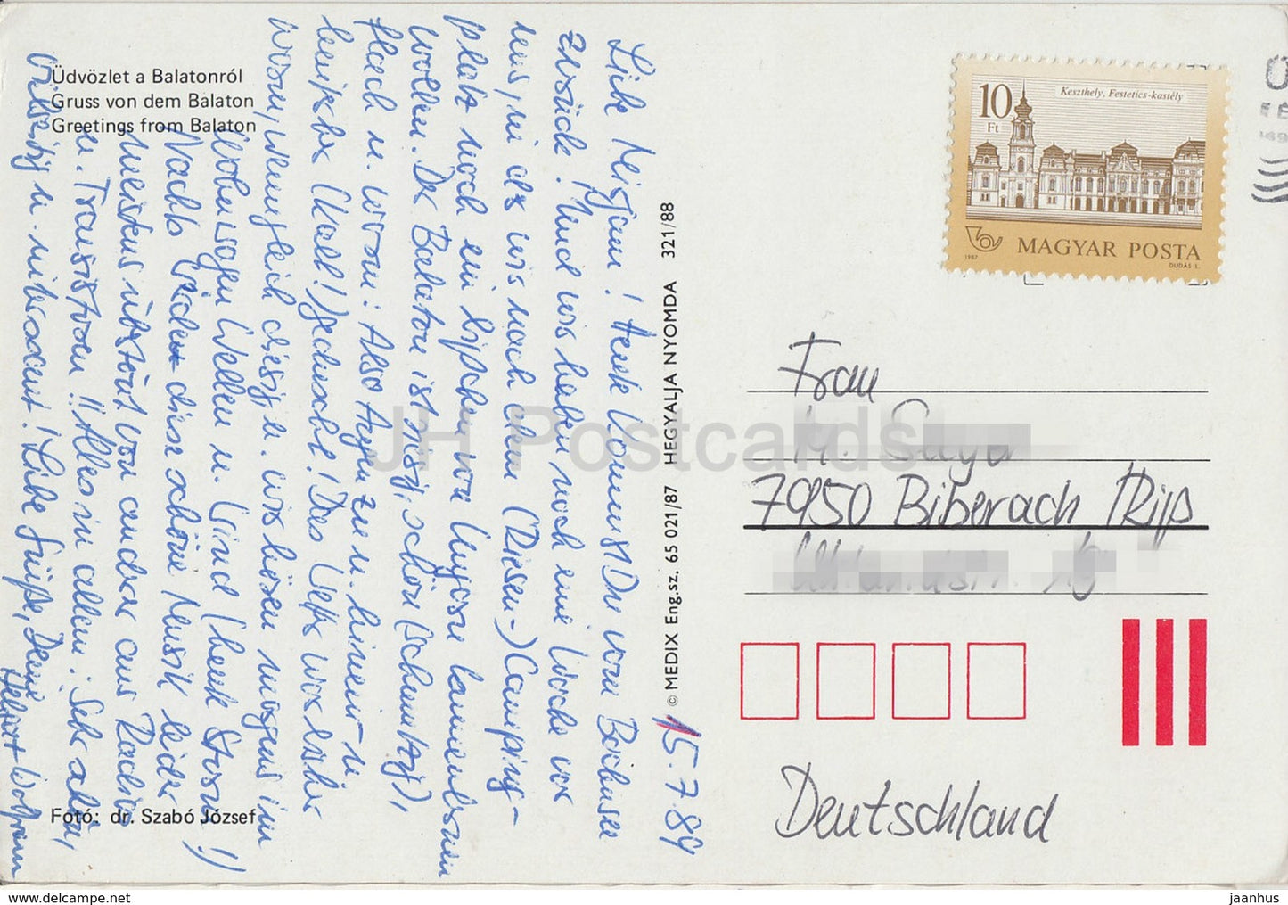 Salutations de Balaton - bateau à voile - plage - multiview - 1989 - Hongrie - d'occasion