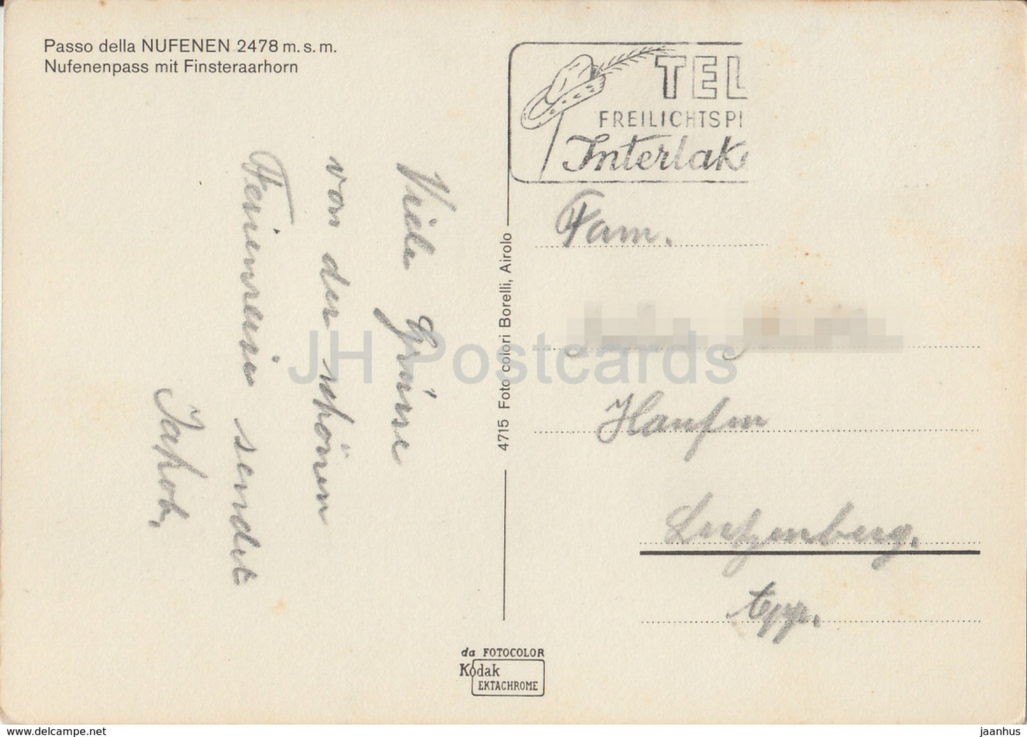 Passo della Nufenen 2478 m - Nufenenpass mit Finsteraarhorn - voiture - 4715 - Suisse - occasion