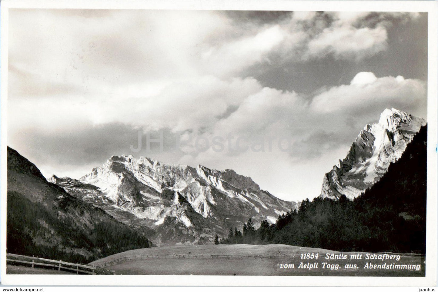 Santis mit Schafberg vom Aelpli Togg aus Abendstimmung - 11854 - 1948 - old postcard - Switzerland - used - JH Postcards