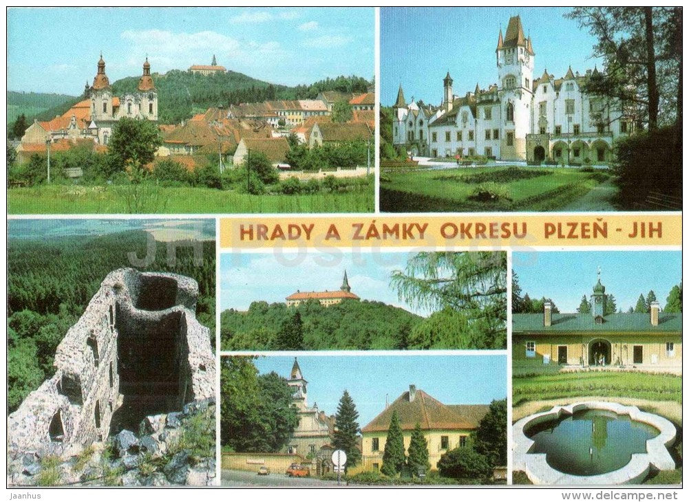 Castles near Plzen - Jih - Nepomuk - Zinkovy - Radyne - Zelena Hora - Stahlavy - Czechoslovakia - Czech - used - JH Postcards