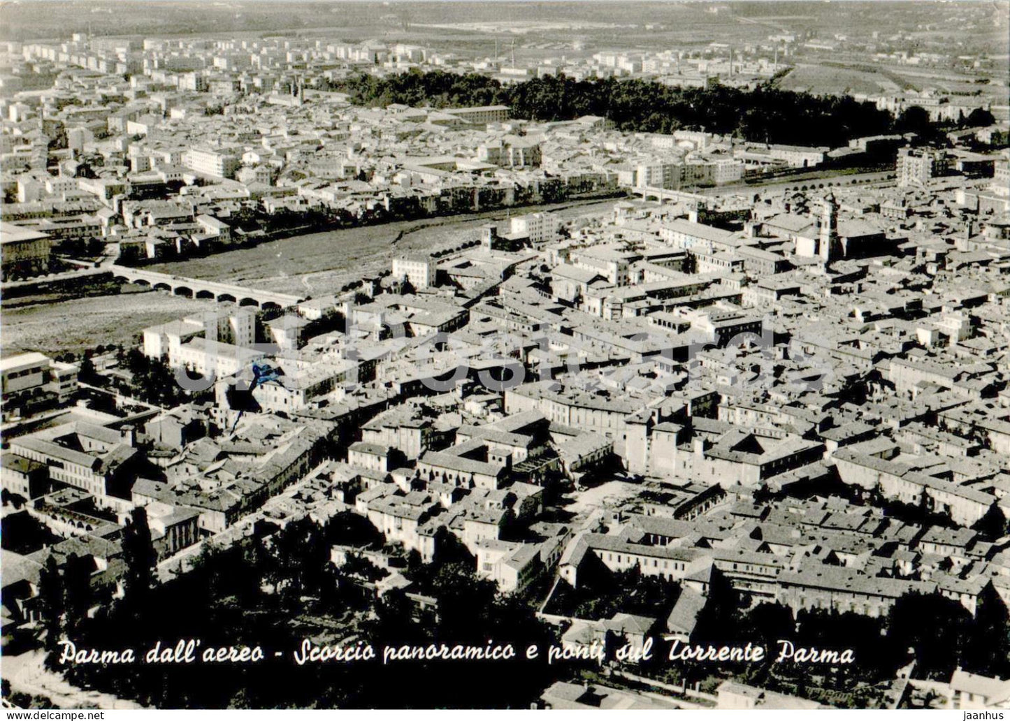 Parma dall aereo - Scorcio panoramico e ponti sul Torrente Parma - 23811 - old postcard - 1956 - Italy - used - JH Postcards