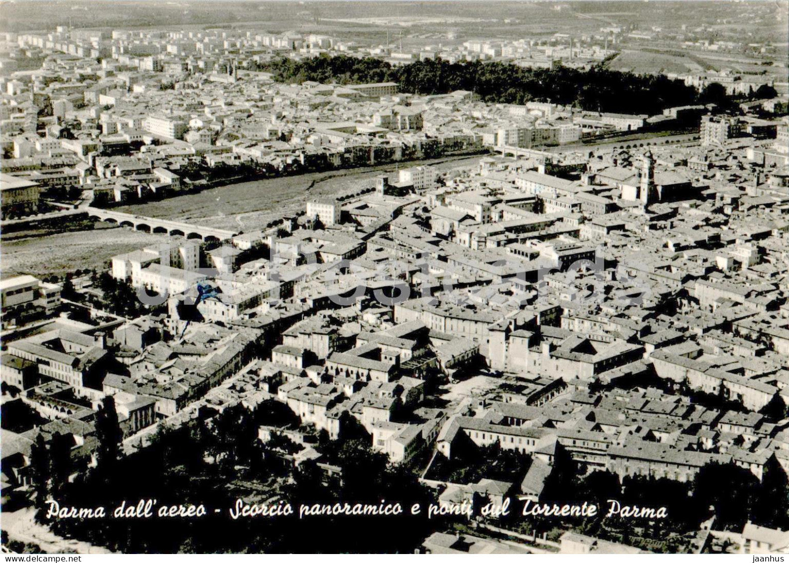Parma dall aereo - Scorcio panoramico e ponti sul Torrente Parma - 23811 - old postcard - 1956 - Italy - used - JH Postcards