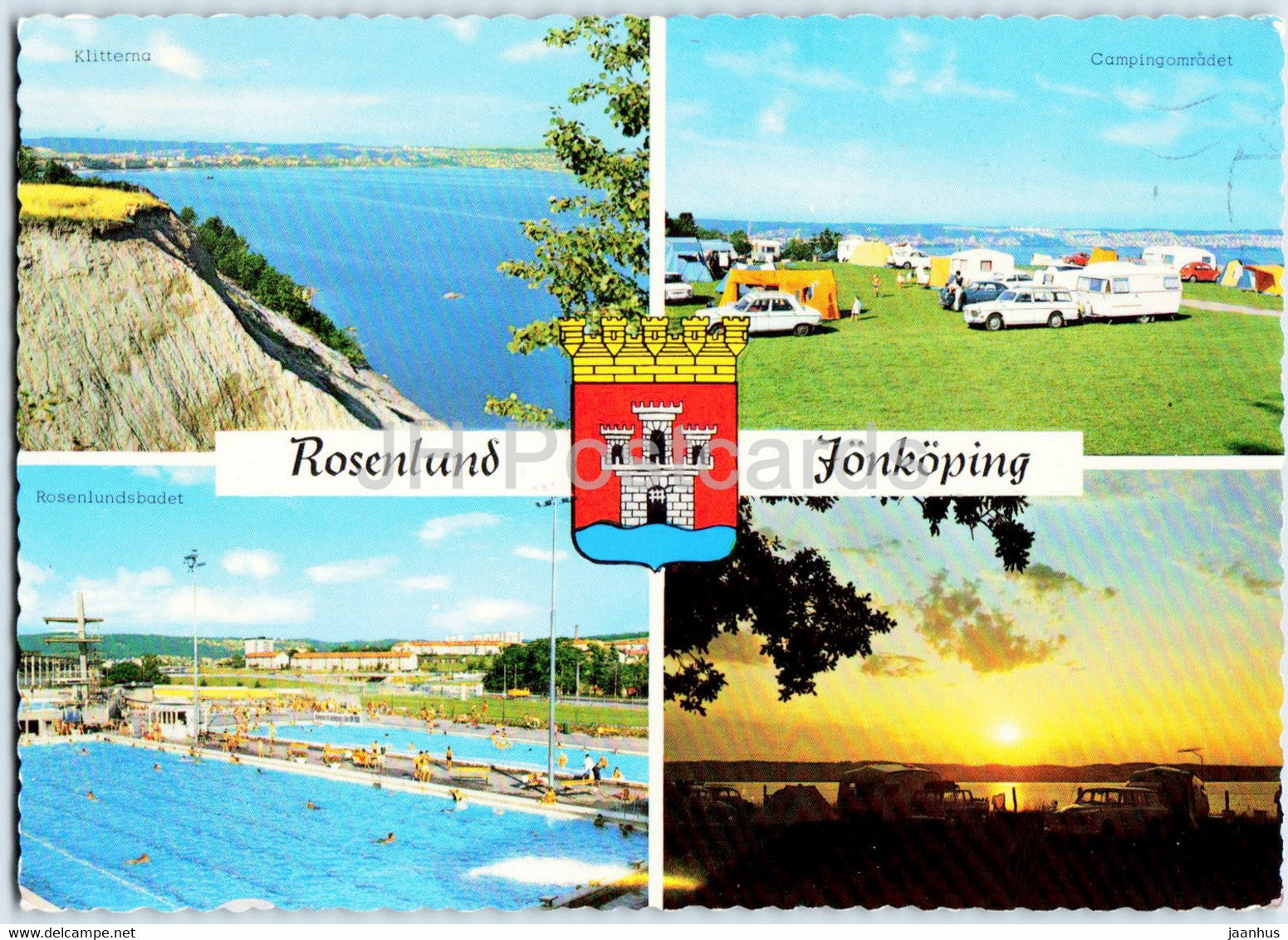 Rosenlund - Jonkoping - camping - pool - multiview - 1980 - Sweden - used - JH Postcards