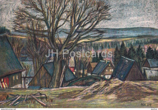 painting by Rudolf Manuwald - Grumbach - German art - Germany - unused - JH Postcards