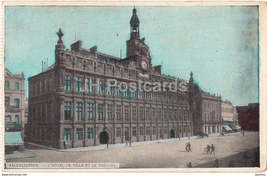 Valenciennes - L'Hotel de Ville et le Theatre - old postcard - France - unused - JH Postcards
