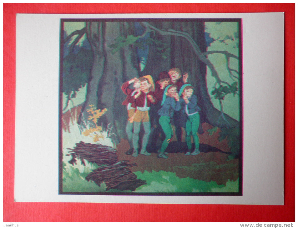 illustration by B. Dehterev - Deep in the Woods - Little Tom Thumb by C. Perrault - 1979 - Russia USSR - unused - JH Postcards