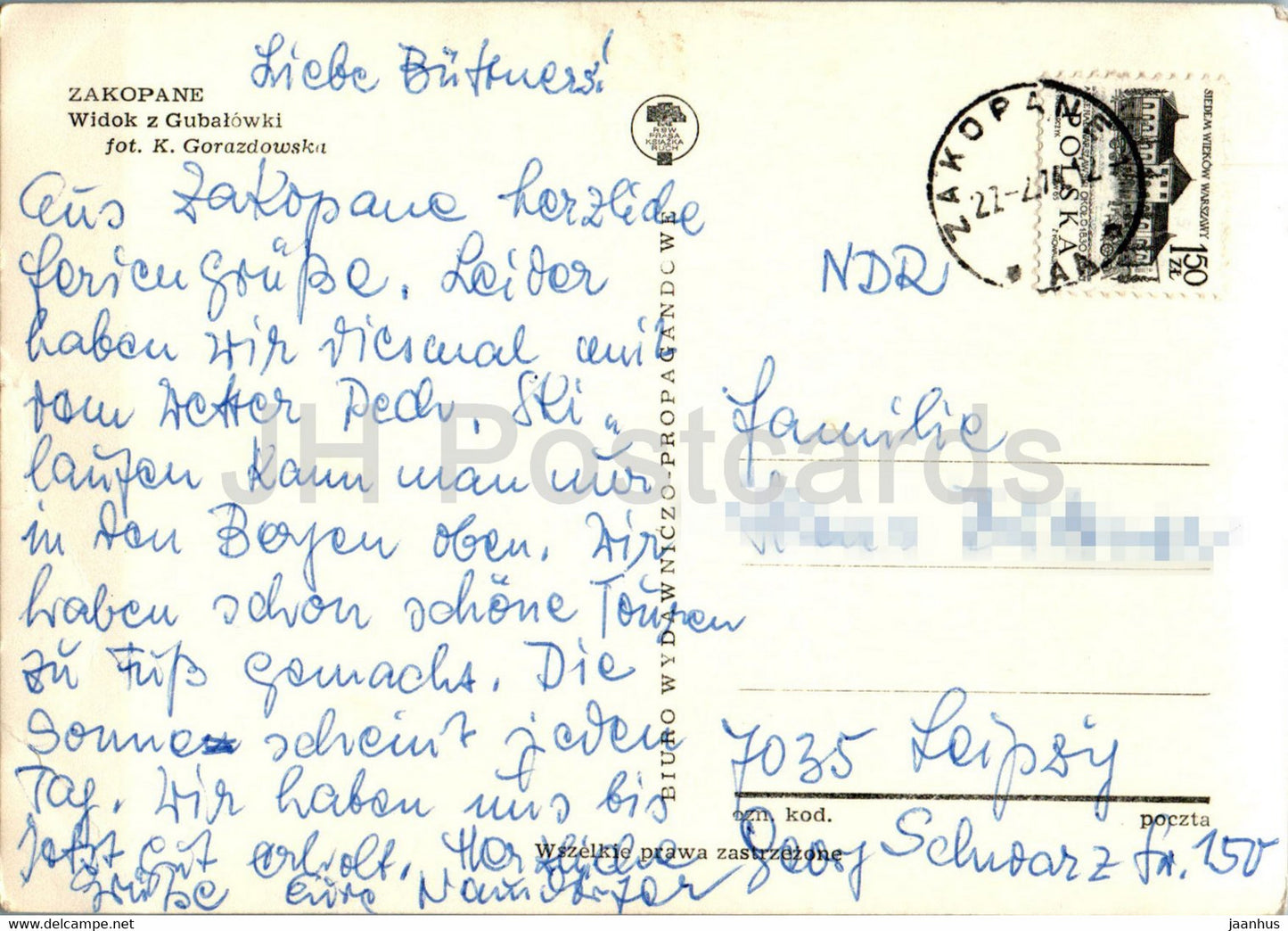 Zakopane - Widok z Gubalowki - funicular - 1974 - Poland - used