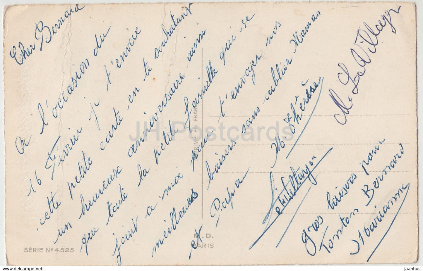 Birthday Greeting Card - Heureux Anniversaire - flowers - tulips - MD Paris  illustration - old postcard - France - used