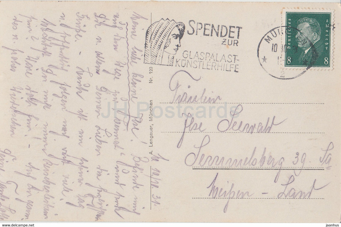 Munchen - Isarpartie mit Gebirge - Munich - 120 - old postcard - 1931 - Germany - used