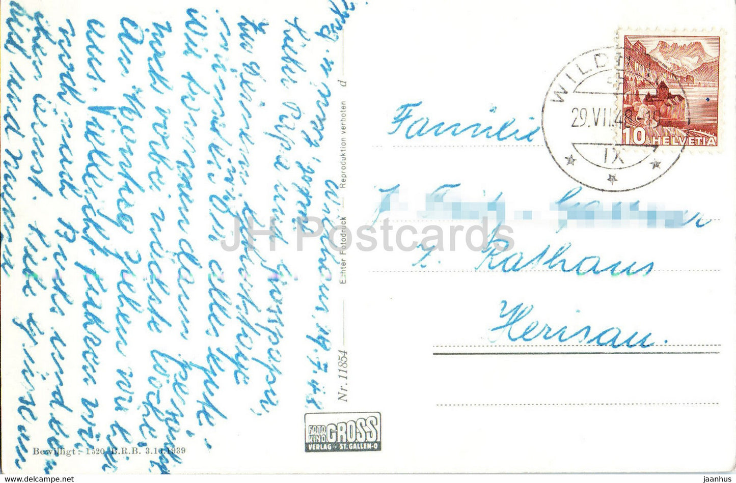 Santis mit Schafberg vom Aelpli Togg aus Abendstimmung - 11854 - 1948 - old postcard - Switzerland - used