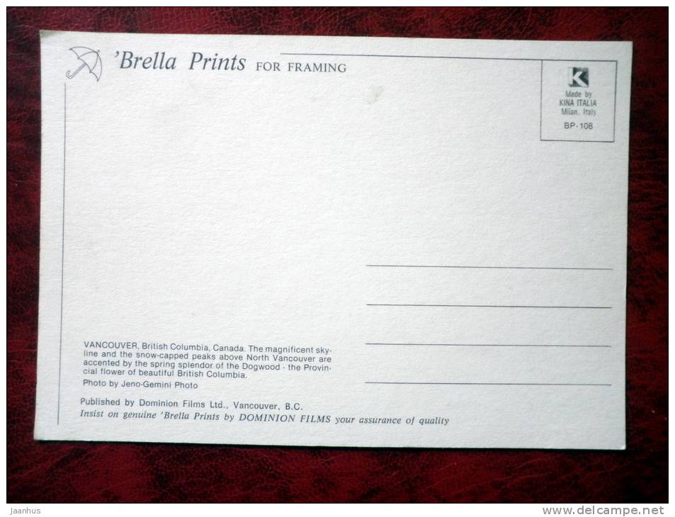 British Columbia`s Dogwood - City view - Vancouver - Canada - unused - JH Postcards