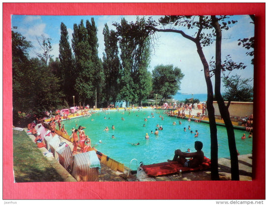 resort Druzhba - beach - pool - Bulgaria - unused - JH Postcards