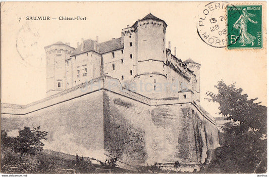 Saumur - Chateau Fort - castle - 7 - 1908 - old postcard - France - used - JH Postcards