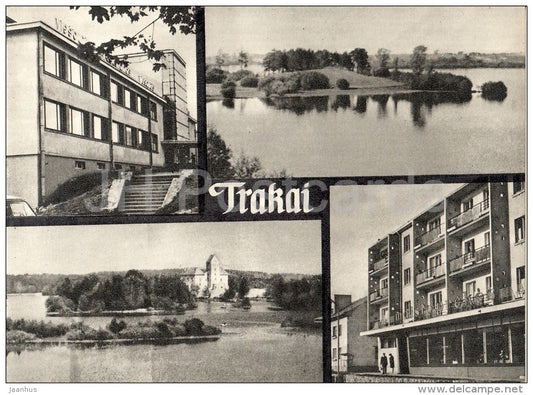 Lake Galve , the insular castle , a new shop - Trakai - old postcard - Lithuania USSR - unused - JH Postcards