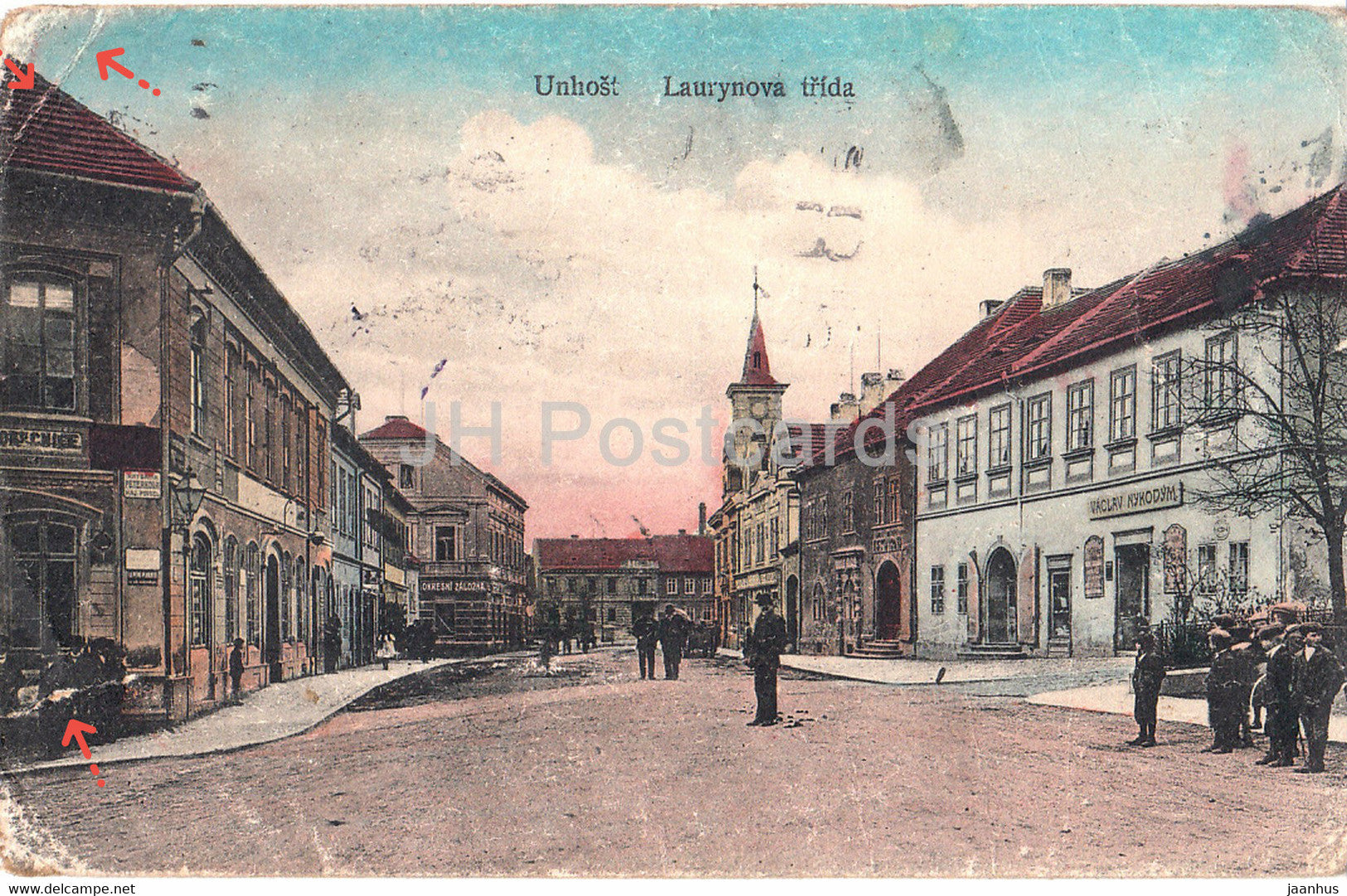 Unhost - Laurynova trida - old postcard - 1919 - Czech Republic - used - JH Postcards