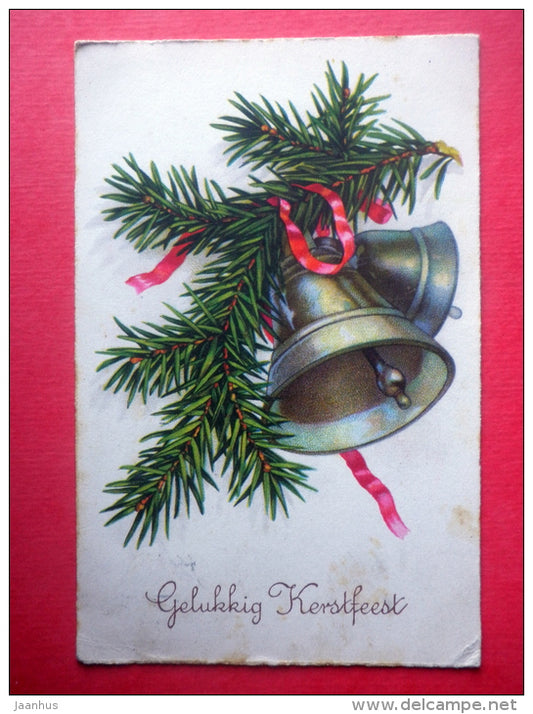 christmas greeting card - bells - EAS 1329 - sent from Netherlands Amsterdam to Estonia Tallinn 1932 - JH Postcards
