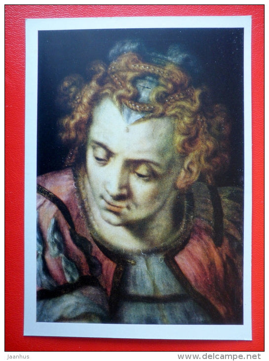 painting by Frans Floris . Study of a Female Head - flemish art - unused - JH Postcards