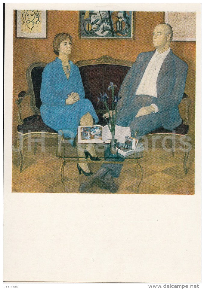 painting by D. Zhilinsky - Portrait of the collectors-professors Iren and Peter Ludwig - 1986 - Russia USSR - unused - JH Postcards