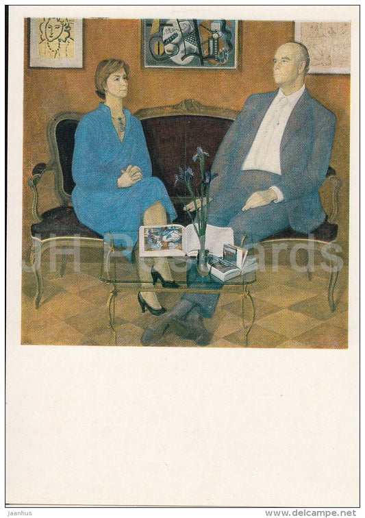 painting by D. Zhilinsky - Portrait of the collectors-professors Iren and Peter Ludwig - 1986 - Russia USSR - unused - JH Postcards