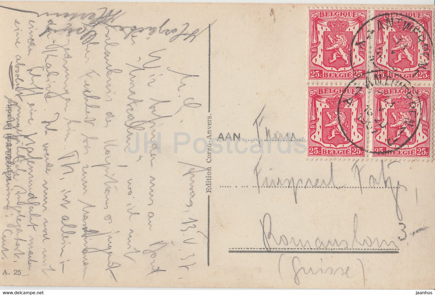 Anvers - Antwerpen - De Reede - Zicht op het Steen - Hoofdkerk - Torengebouwen  old postcard - 1937 - Belgium - used