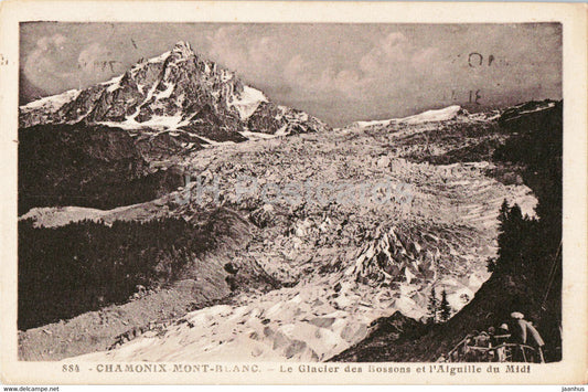 Chamonix Mont Blanc - Le Glacier des Bossons et l'Aiguille du Midi - 884 - old postcard - 1936 - France - used - JH Postcards