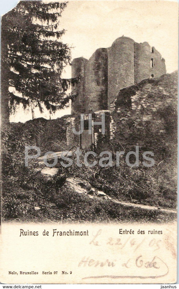 Ruines de Franchimont - Entree des Ruines - 9 - old postcard - 1905 - Belgium - used - JH Postcards