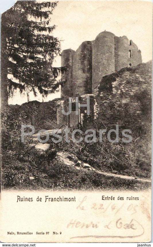 Ruines de Franchimont - Entree des Ruines - 9 - old postcard - 1905 - Belgium - used - JH Postcards