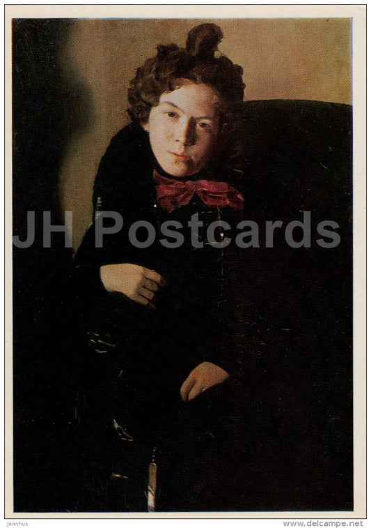 painting by K. Somov - Portrait of A. Ostroumova , 1901 - woman - Russian Art - 1977 - Russia USSR - unused - JH Postcards