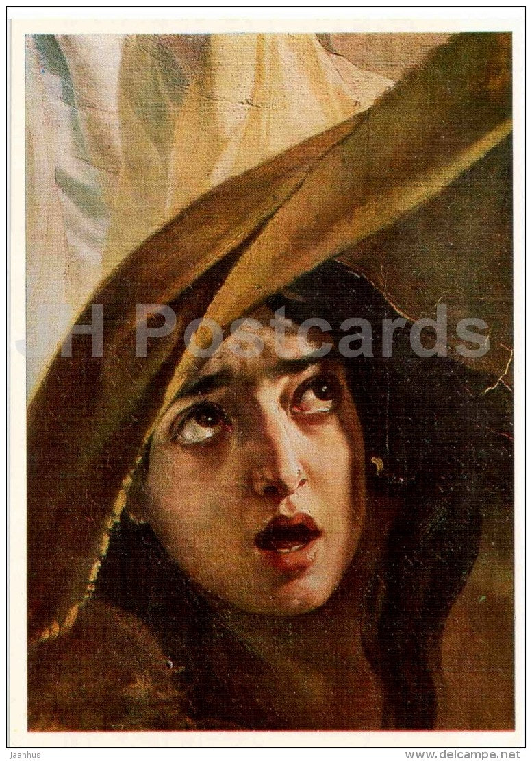 painting by K. Bryullov - Last Day of Pompeii , 1833 - detail - woman - 1 - Russian art - 1979 - Russia USSR - unused - JH Postcards