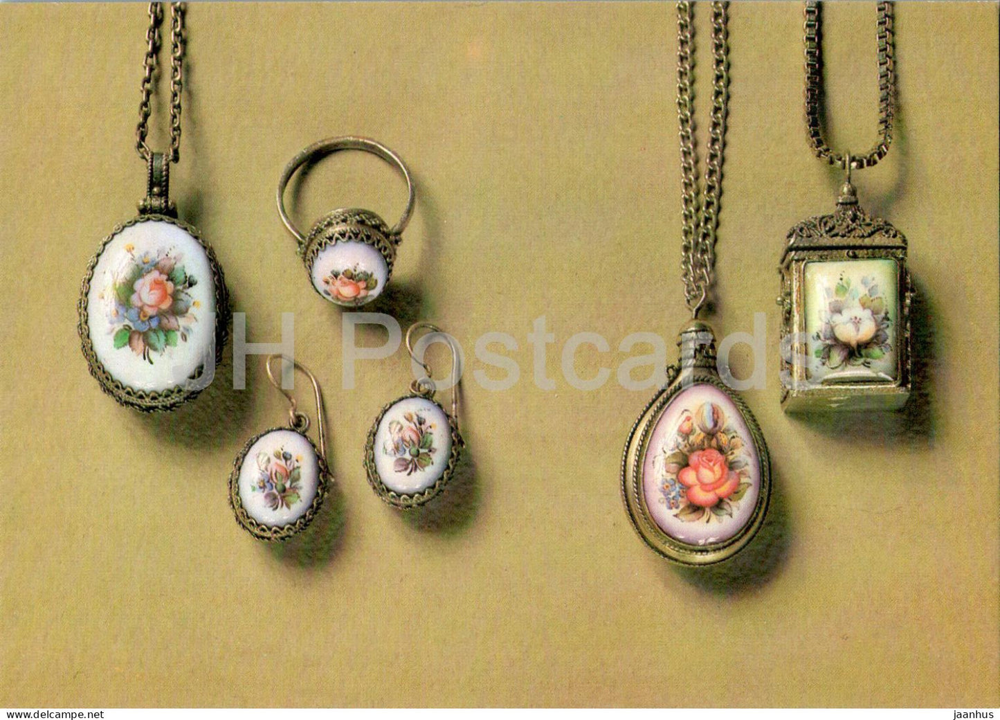 set Surprise and scent boxes by T. Mikhailenko - Enamel Crafts of Rostov Finift - art - 1989 - Russia USSR - unused - JH Postcards