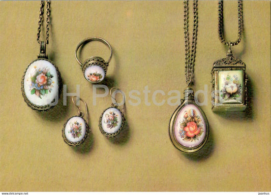 set Surprise and scent boxes by T. Mikhailenko - Enamel Crafts of Rostov Finift - art - 1989 - Russia USSR - unused - JH Postcards