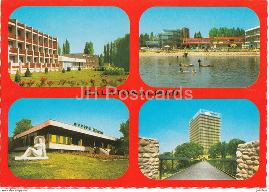 Balaton - Balatonalmadi - hotel - beach - multiview - Hungary - used - JH Postcards