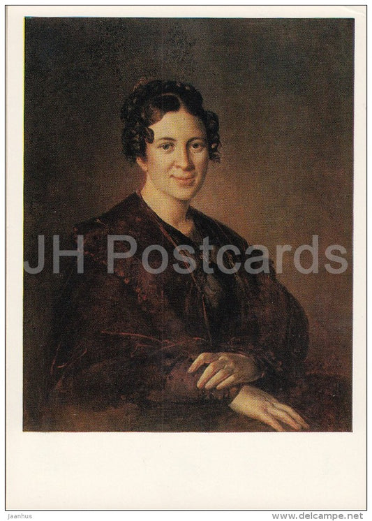 painting by V. Tropinin - Portrait of Artist´s Sister A. Barabash - woman - Russian art - 1974 - Russia USSR - unu - JH Postcards
