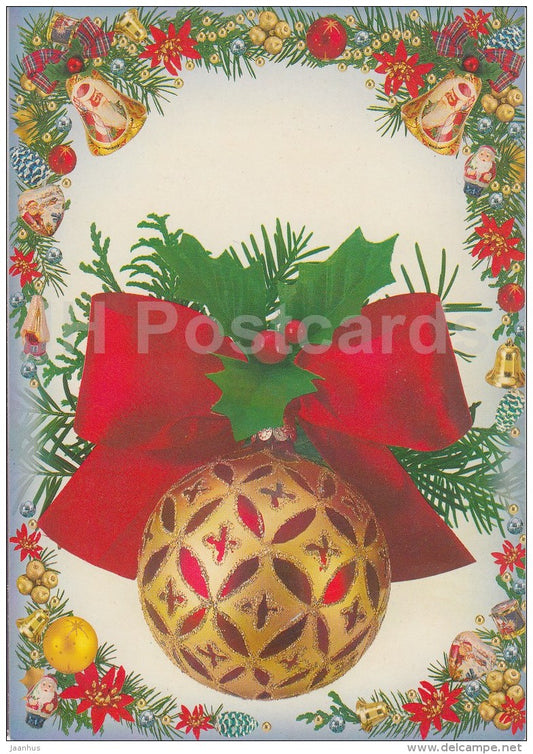 Christmas Greeting Card - decorations - Estonia - used in 1999 - JH Postcards