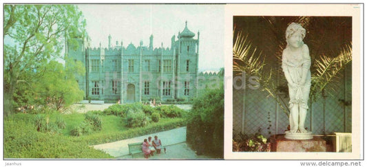 northern facade of central part - girl sculpture - Alupka Palace Museum - Crimea - Krym - 1980 - Ukraine USSR - unused - JH Postcards
