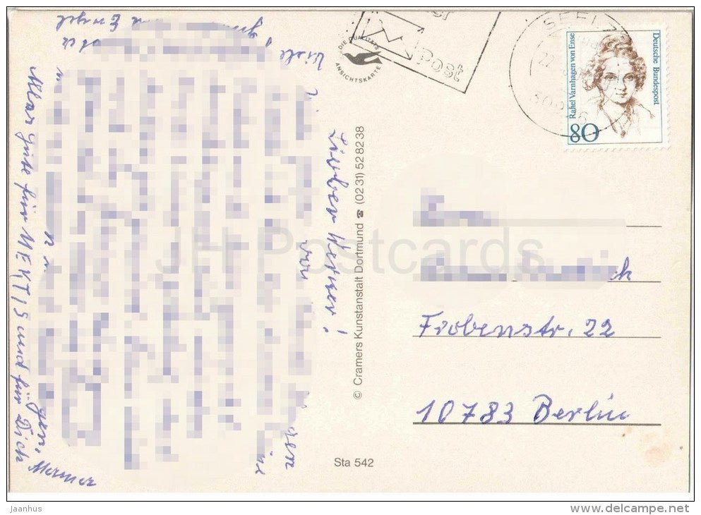 Stadthagen - Stadtpark-Cafe - Amtspforte - Stadtpark - Fontäne - Markt - Kirche - Sta 542  Germany - 1996 gelaufen - JH Postcards