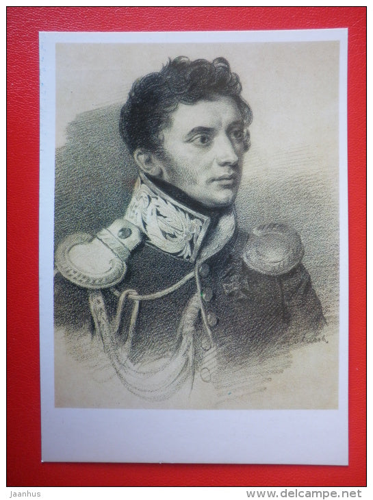 drawing by P. Sokolov , portrait of Nikita Muraviev - Pushkin and his contemporaries - russian art - unused - JH Postcards
