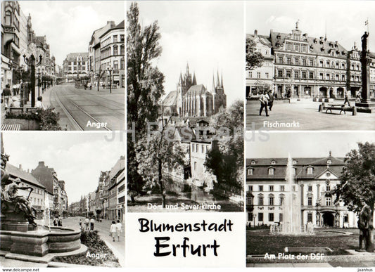 Blumenstadt Erfurt - Anger - Fischmarkt - Dom und Severikirche - 1 - Germany DDR - unused - JH Postcards